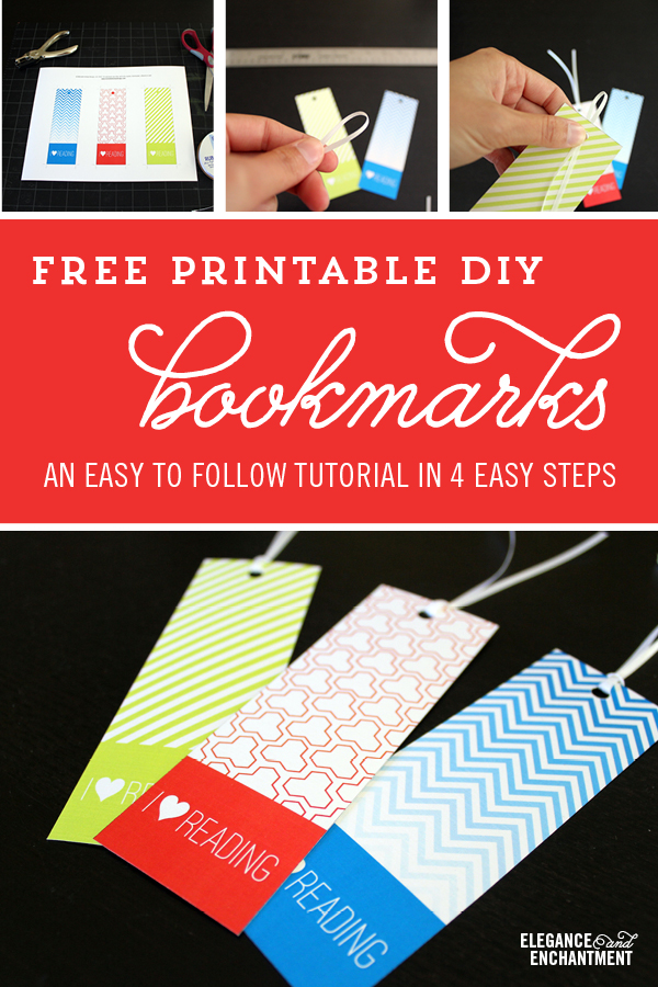 An easy tutorial on creating bookmarks that make reading even more fun! This makes a great summer DIY project for kids. Free printable design in three different patterns from Elegance & Enchantment.