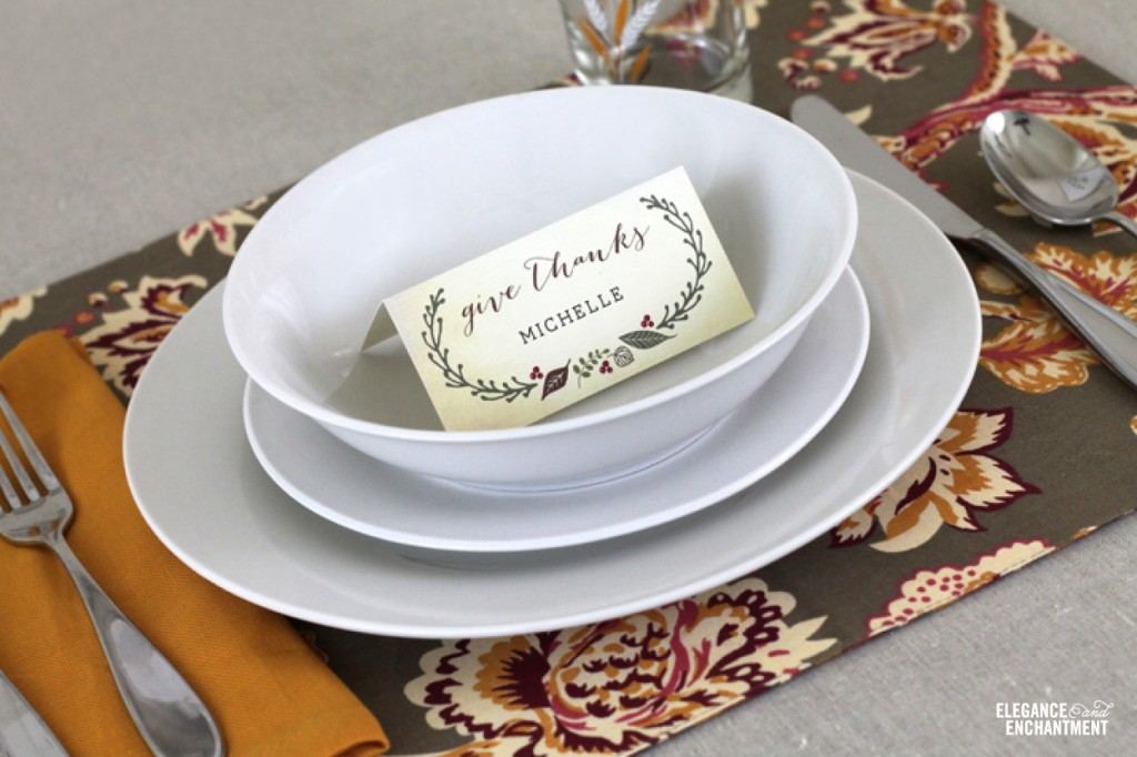 Free Printable DIY Thanksgiving Place Cards from Elegance & Enchantment