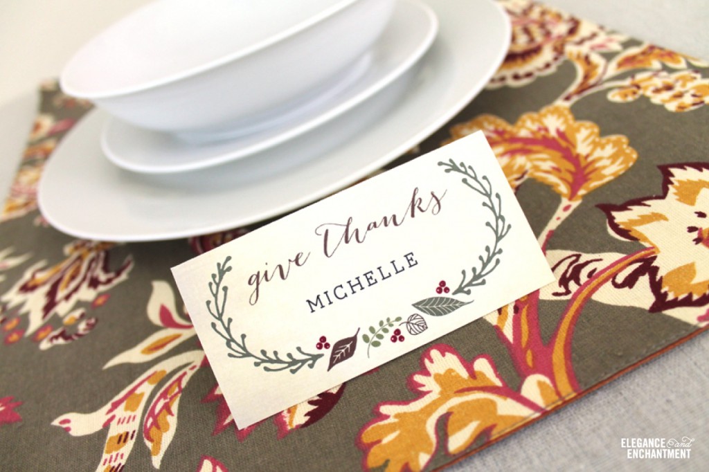 Free Printable DIY Thanksgiving Place Cards from Elegance & Enchantment
