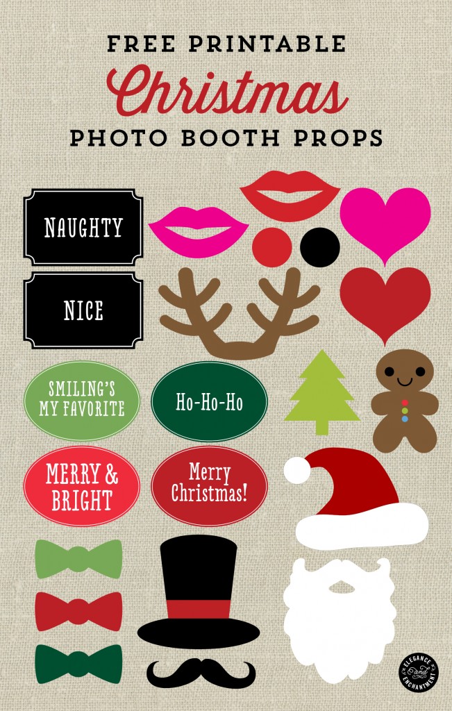 Christmas Photo Booth Signs and Props - Free Printable from Elegance & Enchantment