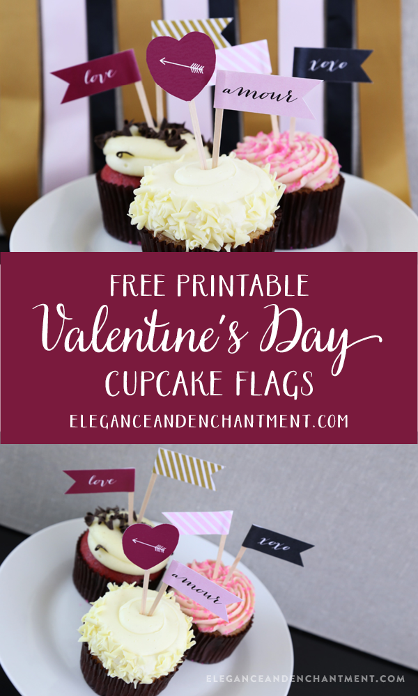 Free Printable Valentine's Day Cupcake Flags from Elegance & Enchantment // These would also be great drink or appetizer flags!