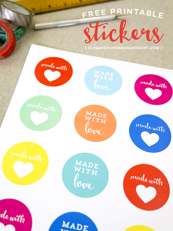 Free Printable "Made with love" stickers // Perfect to use for DIY and homemade gifts // Designs from Elegance & Enchantment