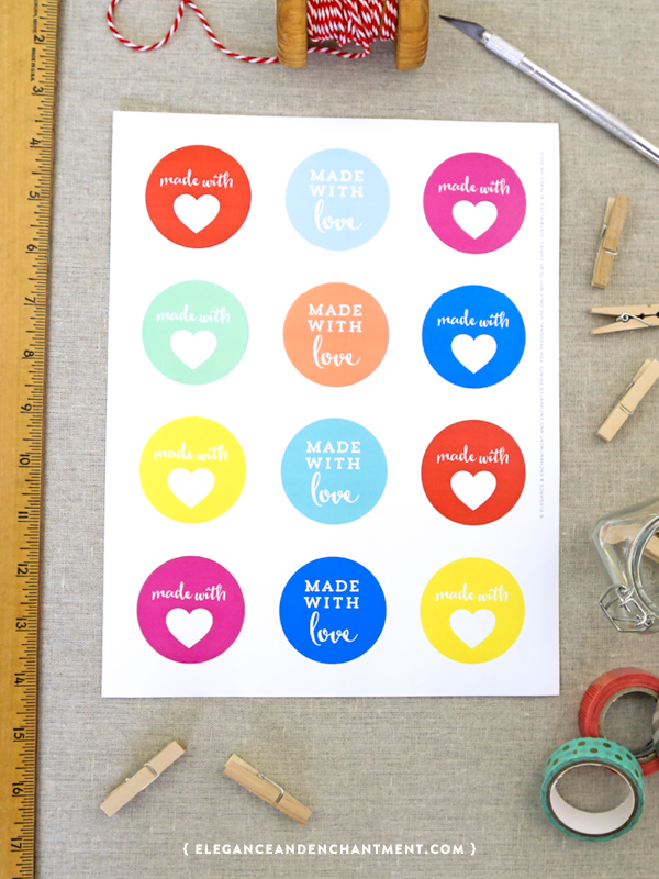 Free Printable "Made with love" stickers // Perfect for DIYers, stationery, and baking! // Designs from Elegance & Enchantment
