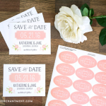 Get your wedding budget off to a good start by downloading these free customizable save the date cards + stickers for your envelopes! // Designs from Elegance and Enchantment
