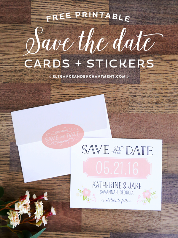 Get your wedding budget off to a good start by downloading these free customizable save the date cards + stickers for your envelopes! // Designs from Elegance and Enchantment