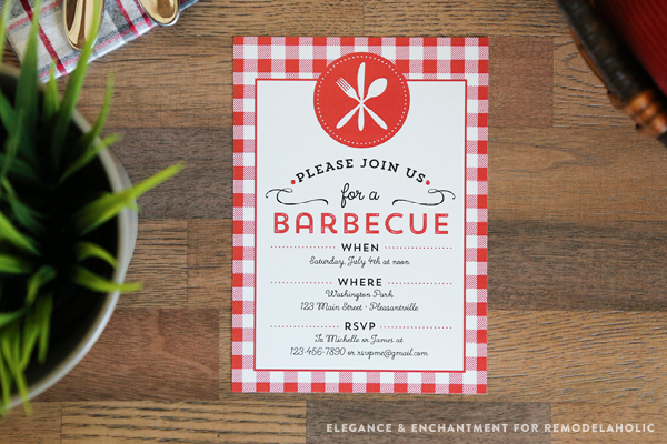 Celebrate summer with a good old fashioned barbecue! Download this free printable BBQ Invitation and customize with your own details. Design by Elegance & Enchantment for Remodelaholic.