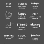 15 Fabulous Fonts for graphic design projects, web design, blogging, crafting, weddings, DIY projects and more. Includes script fonts, sans serif, serif, handwritten and calligraphy