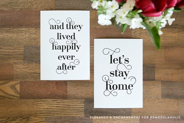 Free Art Printables for your home. These modern designs would also make a wonderful housewarming, anniversary or wedding gift! Design by Elegance & Enchantment for Remodelaholic.