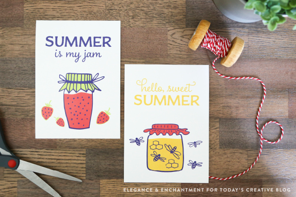 Free Art Printables for summer! Use these to decorate your home, or for a summer party. Available in an 8 x 11 and 5 x 7 sizes. Designs by Elegance and Enchantment for Today’s Creative Blog.