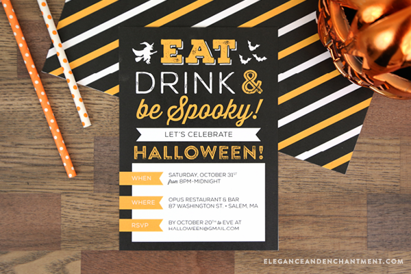Planning a Halloween Party? Download these free printable invitations and customize by typing in all of your party details. Design by Elegance and Enchantment.