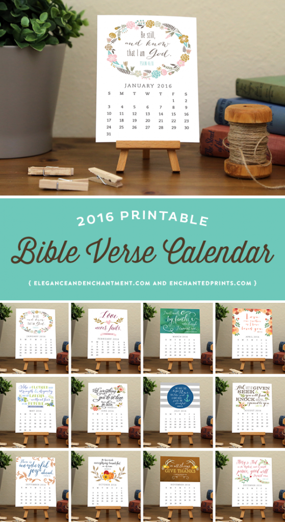 Place your vote for your favorite 2016 desk calendar design from Elegance & Enchantment and Enchanted Prints. The design with the most votes will be shared as a free printable download on Tuesday, December 1, 2015. Options include two motivational - inspirational calendars, two scripture - bible verse calendars and one modern chevron design. These calendars make super easy and inexpensive holiday gifts and look beautiful on your desk.