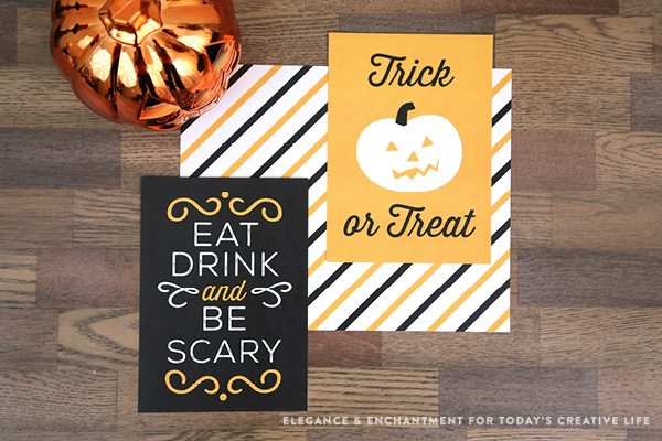 Free Printable Halloween Art Prints and Signs - six different designs to decorate your home for fall or an easy DIY way make your Halloween party a little more festive! Designs by Elegance and Enchantment for Today’s Creative Blog.