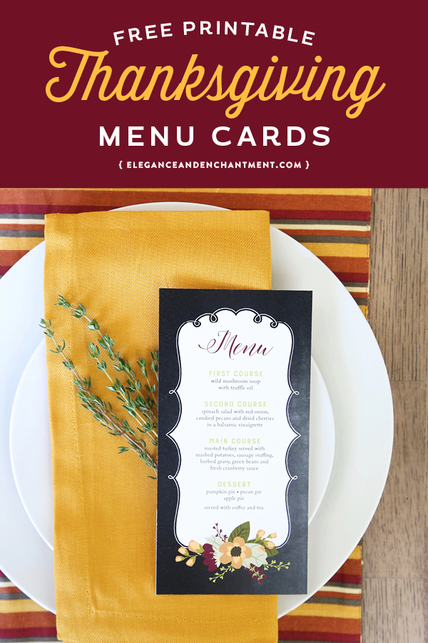 Printable Thanksgiving Menu Cards