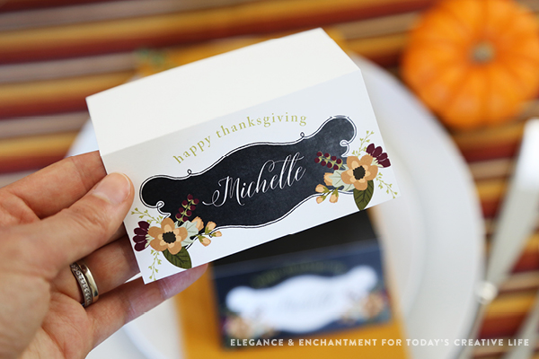 Free Printable Thanksgiving place cards in a pretty chalkboard style. The PDF is editable so you can either type in your own text, or hand write in your names the blank space provided. Designs by Elegance and Enchantment for Today’s Creative Life.