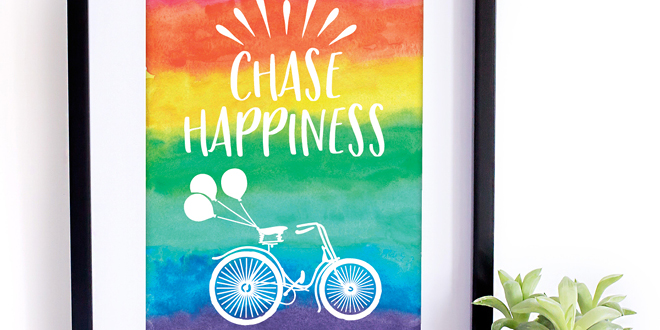 Your weekly free printable inspirational quote from Elegance and Enchantment! // “Chase Happiness.” // Simply print, trim and frame this quote for an easy, last minute gift or use it to update the artwork in your home, church, classroom or office. #enchantingmondays