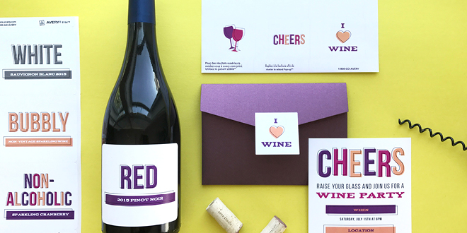 Hosting a Wine Party? Download all of these party goodies for free! Includes printable stickers, a printable/customizable invitation, and printable/customizable wine labels. Compatible with Avery Products 22806 and 8164 for easy printing! Designs from Elegance and Enchantment.