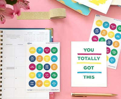 Planner and Journaling Printables for everyone who loves to plan in the prettiest way. Download all of these colorful goodies for free! Includes printable tip in cards with encouraging quotes and printable planner stickers. Compatible with Avery Products 8387 and 41568 for easy printing! Designs from Elegance and Enchantment in partnership with Avery.
