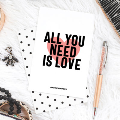 All you need is love printable art, device wallpaper for your phone, tablet and desktop, and a social media graphic. Enjoy these free inspirational downloads and look for new motivational designs, shared for free every month! Spread the love by sharing with a friend! // Designs from Elegance + Enchantment