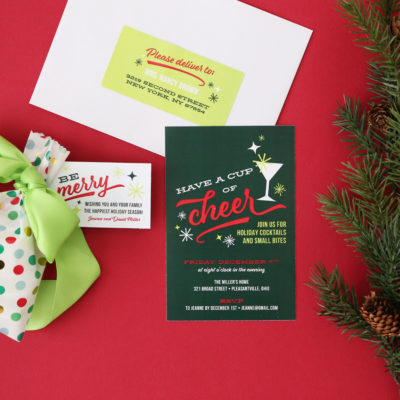 Throw the most fabulous retro-inspired holiday party with this collection of free printables: an invitation, mailing labels and gift tags, all compatible with Avery products for easy printing and assembly. // Designs from Elegance and Enchantment