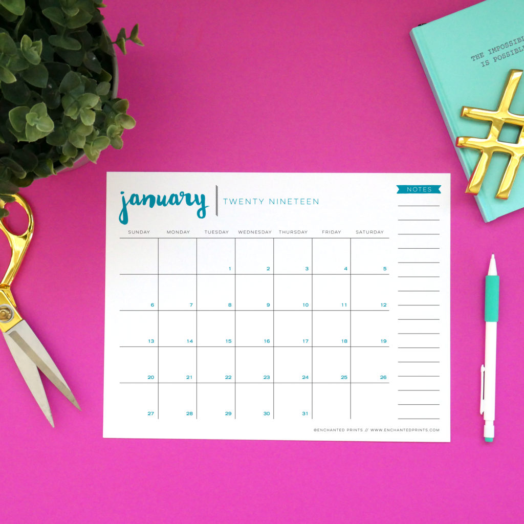 Free printable 2019 calendar | Elegance & Enchantment