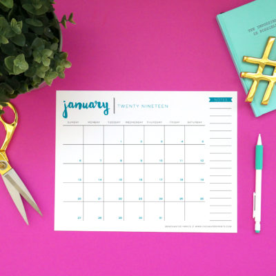 A free printable 2019 calendar download to help keep your life organized all year long. This 8.5 x 11, twelve-month PDF features a new color on every page, and requires no trimming or assembly. // from Elegance and Enchantment #calendar #12monthcalendar #freecalendar #somanygoals