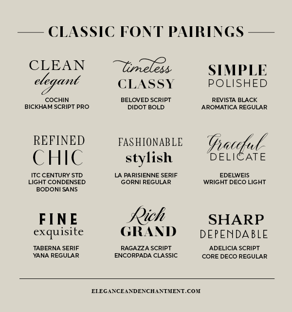 Classic Font Pairings - from Elegance and Enchantment 